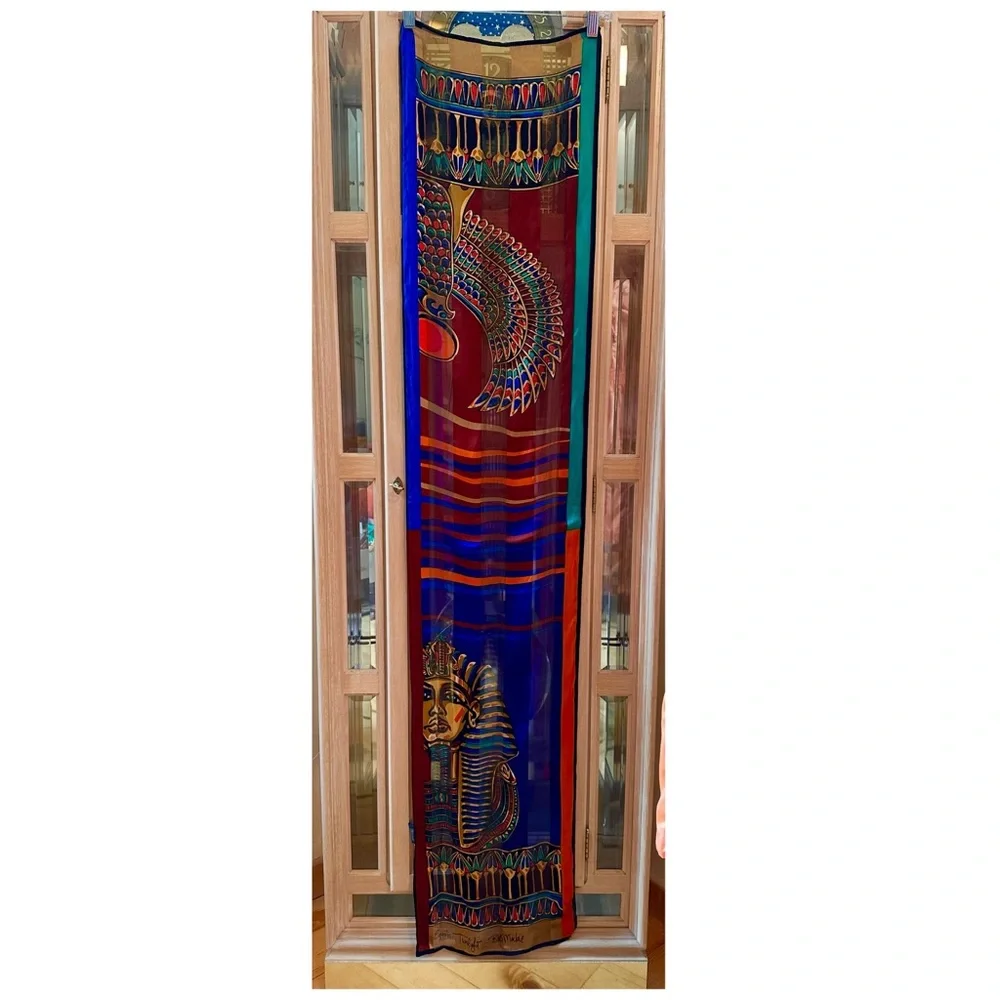 Bob Mackie Egyptian Silk Scarf with Jewel Tone Accents